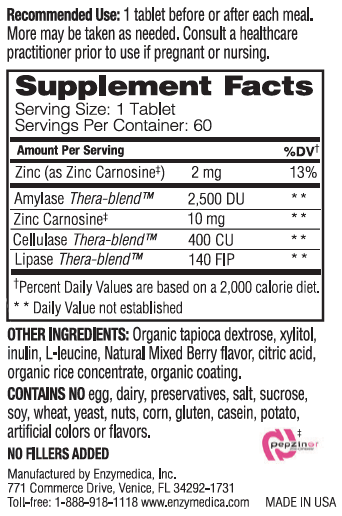 Supplement Facts - Acid Soothe Chewable Berry by Enzymedica