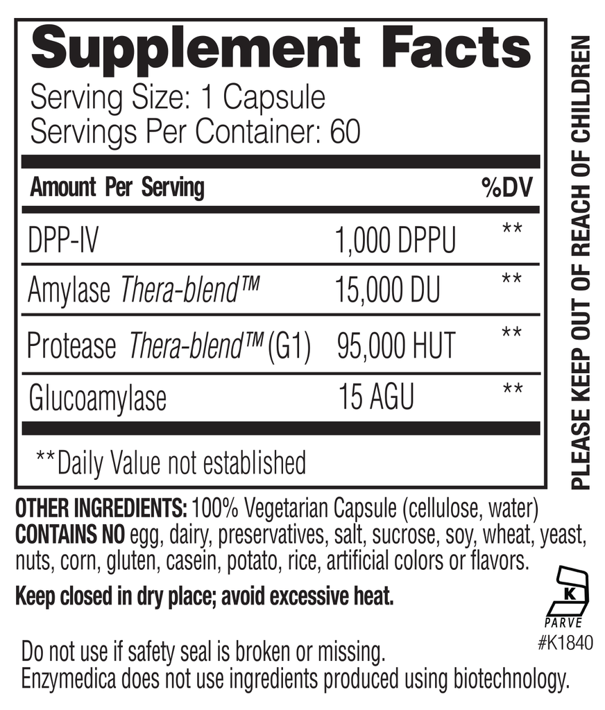 Supplement Facts - GlutenEase by Enzymedica