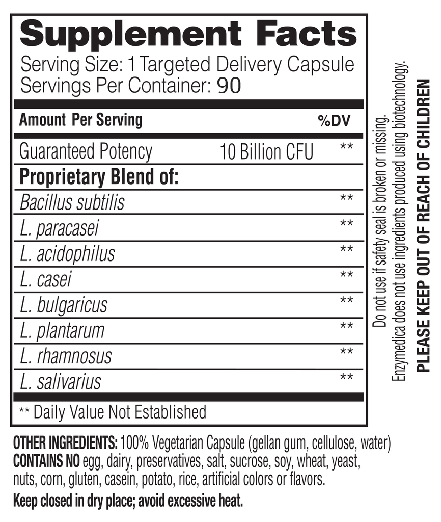 Supplement Facts - Pro-Bio by Enzymedica