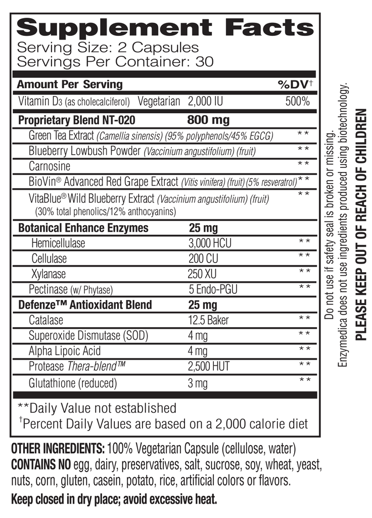 Supplement Facts - Stem XCell by Enzymedica