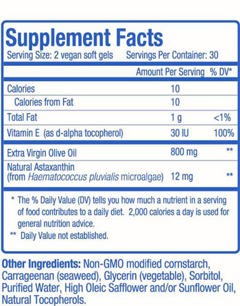 BioAstin Supreme Supplement Facts