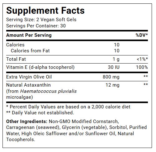 BioAstin Supreme Supplement Facts