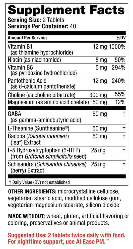 Supplement Facts - At Ease