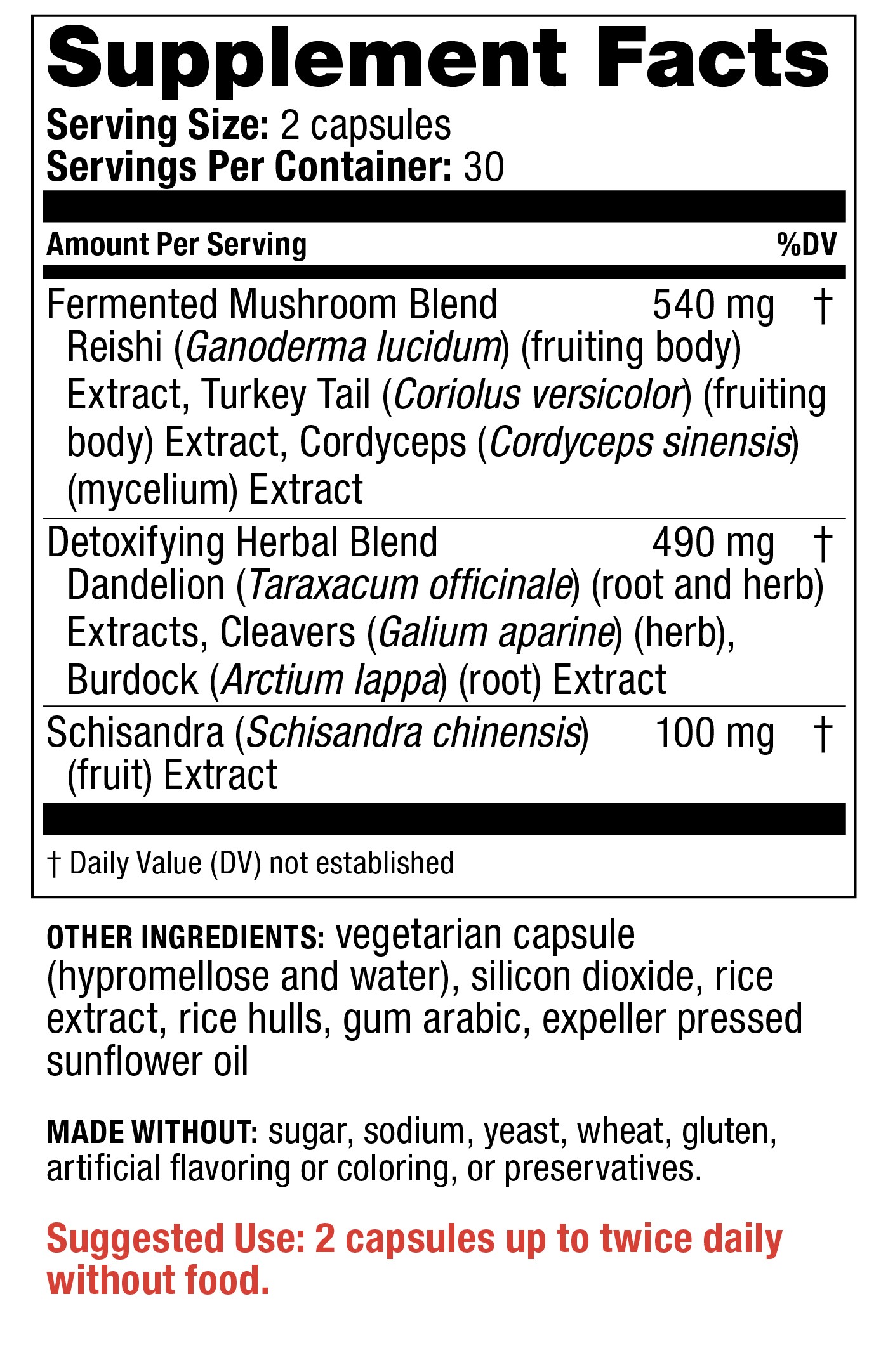 Supplement Facts - Immune Advanced