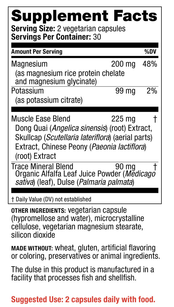 Supplement Facts - Muscle Ease