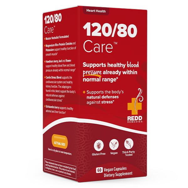 120/80 Care  by  Redd Remedies product carton - 60 Capsules