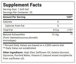 BioAstin Astaxanthin  by  Nutrex Hawaii supplement facts panel - 25 Capsules