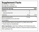 BioAstin Astaxanthin  by  Nutrex Hawaii supplement facts panel - 50 Capsules