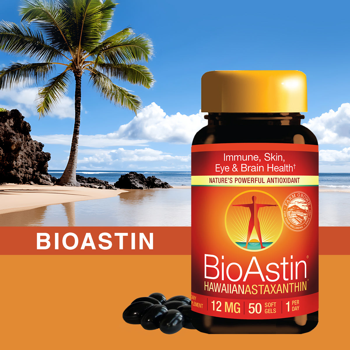 Nutrex Hawaii BioAstin on beach scene