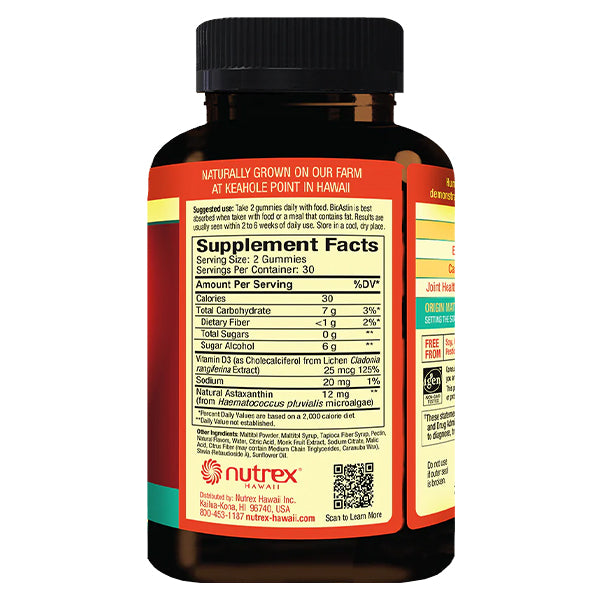BioAstin Gummies Supplement Facts side panel