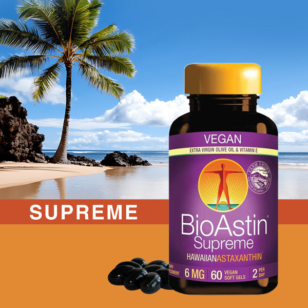 Nutrex Hawaii BioAstin Supreme on beach scene