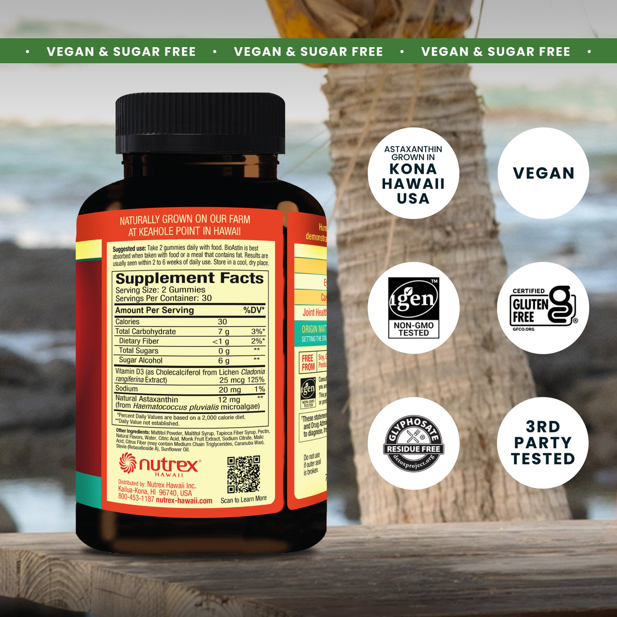BioAstin Gummies supplement facts and icons