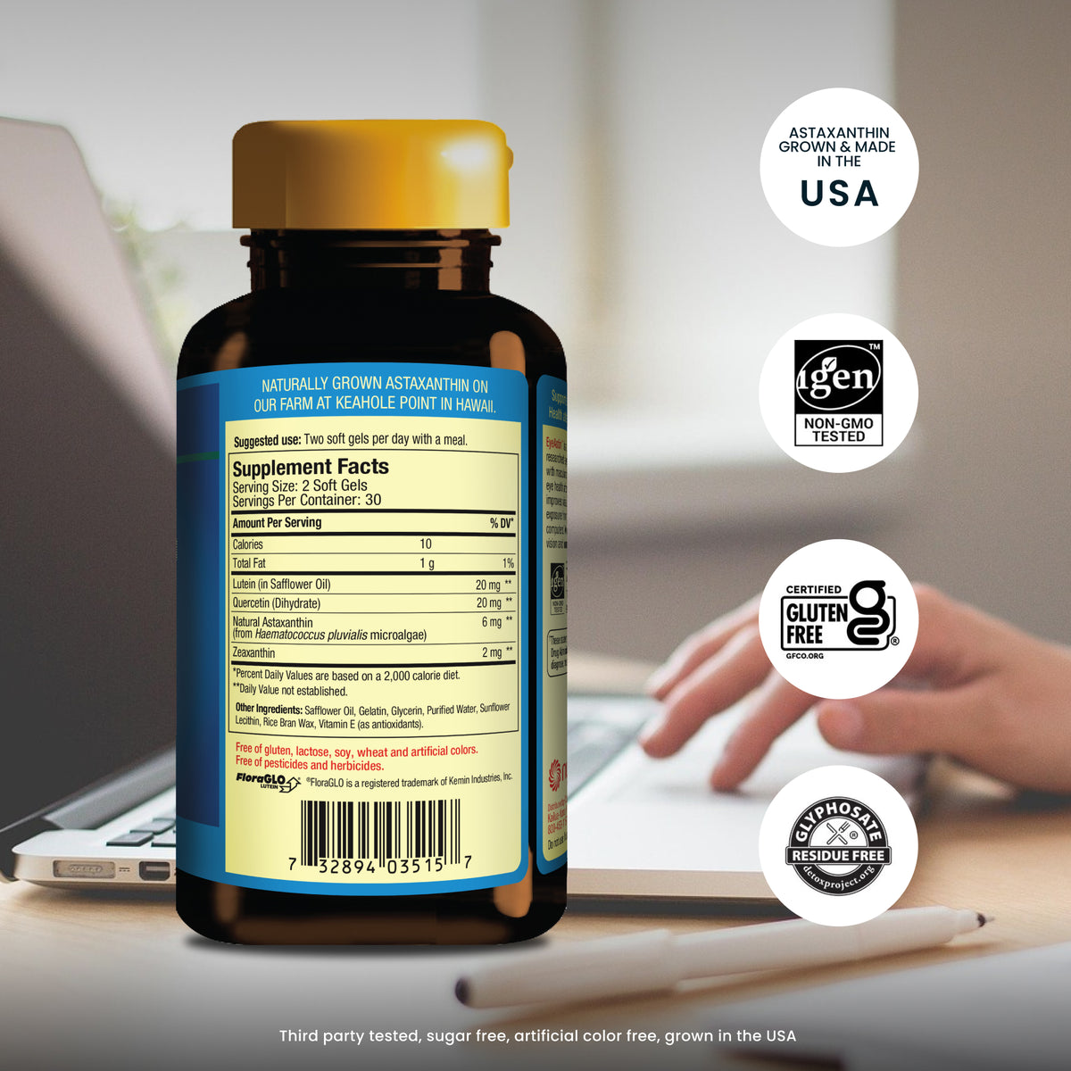 EyeAstin bottle side panel supplement facts