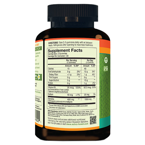 Pure Hawaiian Spirulina Gummies - Side Panel Supp Facts