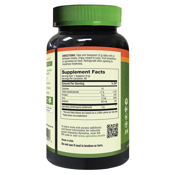 Hawaiian Spirulina Powder supp facts side panel