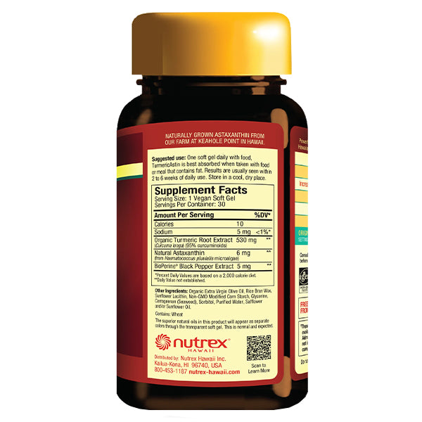 Turmeric Astin Supplement Facts side panel