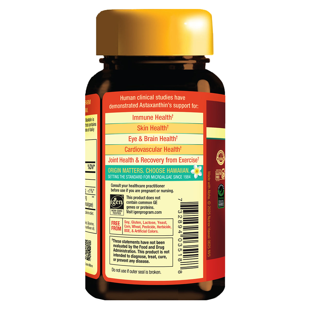 BioAstin Astaxanthin bottle side panel info