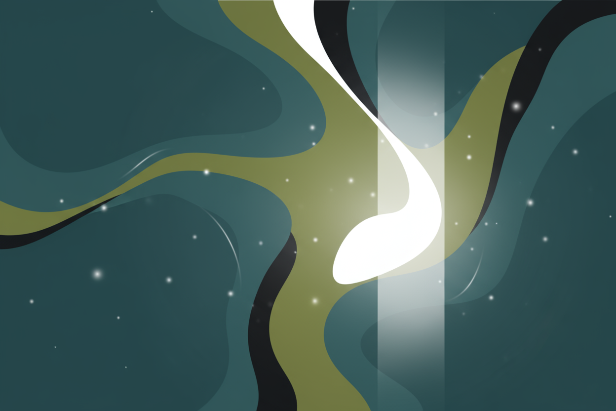 ✅ Mobile banner (vertical/cropped — for phones)

Create a vertical/mobile-friendly background-only image using the same aesthetic and palette (teal #006F7F, olive #97B33D, white, soft black). Composition: central soft organic shapes with a slightly lighter vertical strip on the lower half/right side for clear placement of white headline text and a green CTA button. Keep elements simplified and less busy so text remains legible on small screens. Include faint sparkles or light energy accents — absolutely no 