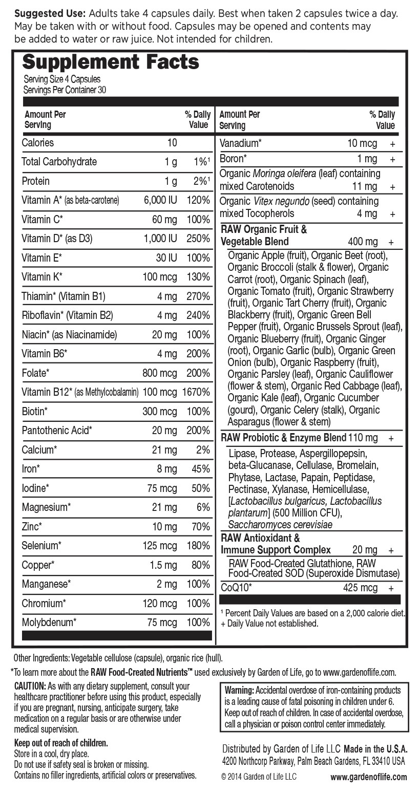 Vitamin Code Multi Vitamin for Women from Garden of Life Energetic